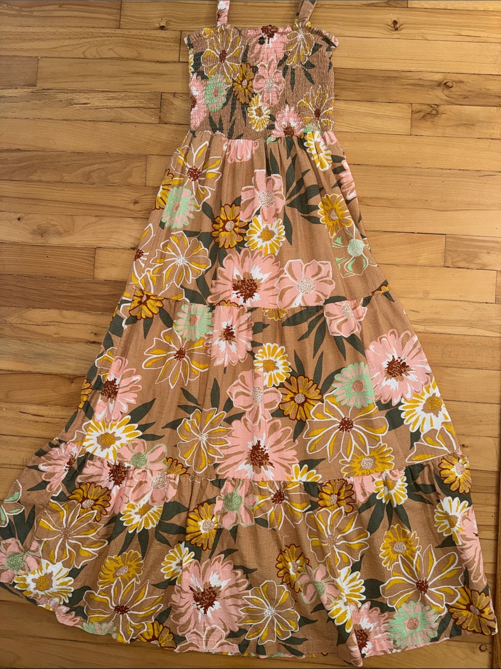 Roxy Floral Maxi Dress in Pink, Mustard & Olive Medium - Picture 4 of 4